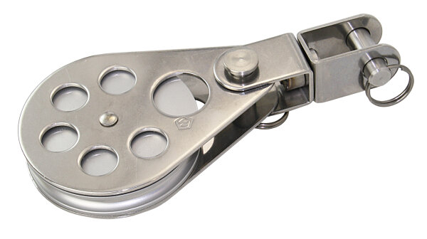 WICHARD Einfachblock gleitl. 70mm, Drahtseil 7mm, Alurolle/Gabel