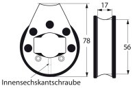 Reffleinenblock kugell. 56mm, Seil 12mm, für Reling...