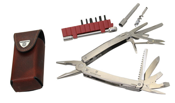 VICTORINOX Swiss Tool Spirit X Plus Ratchet im Leder-Etui, 36 Funktionen