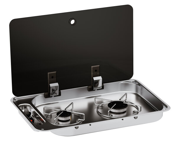 CAN Einbau-Gaskocher FC1336 mit 2 Kochfeldern und Glasdeckel