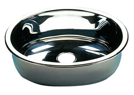 BARKA Waschbecken oval Edelstahl poliert