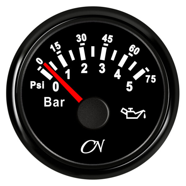 CN Öldruck-Anzeige analog 12/24V 57mm 0-5bar