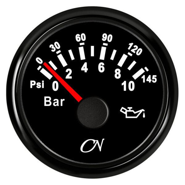 CN Öldruck-Anzeige analog 12/24V 57mm 0-10bar