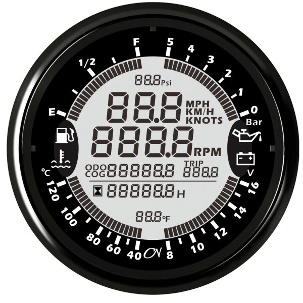 CN Multi-Anzeige mit 6 Funktionen 12/24V 96mm