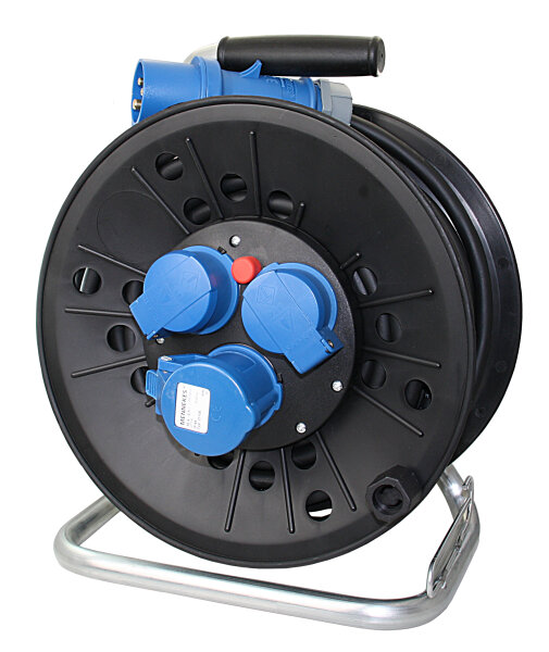 CEE Kabeltrommel 230V 3-polig mit CEE + 2 Schuko, 25m