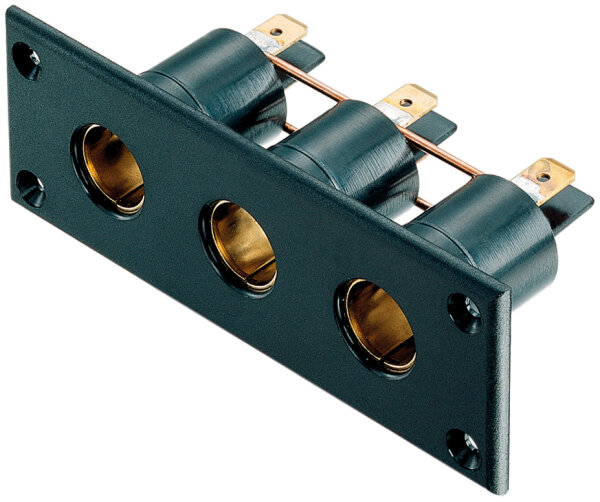 PRO CAR Einbau-Dreifach-Normsteckdose 12mm mit Paneel 12/24V 16A