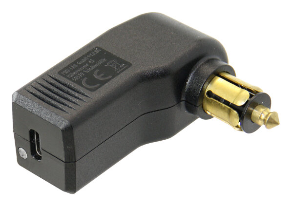 PRO CAR USB-C Normstecker 12mm 90° 12/24V 3A, mit LED