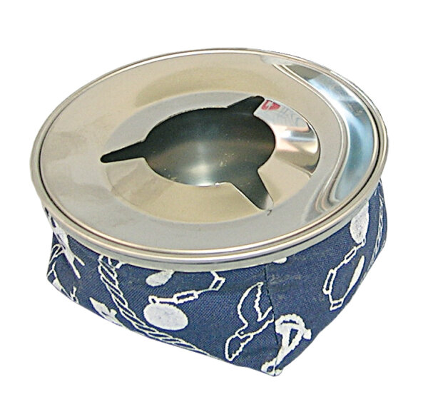 Aschenbecher Stoffbeutel Edelstahl 100mm blau