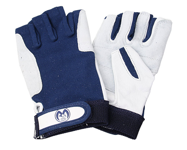 Segelhandschuh aus Leder blau/weiß