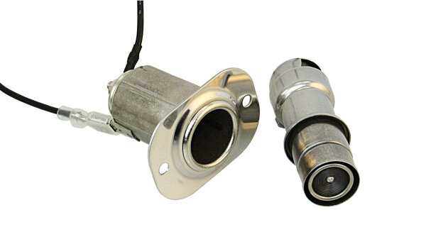 Zigarettenanzünder mit Leseleuchte Edelstahl 12V Stecker 12mm