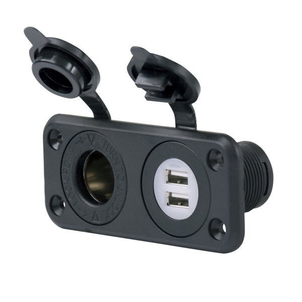 MARINCO Einbau-Kombi-Steckdose mit 2x USB-A 12/24V 2,1A