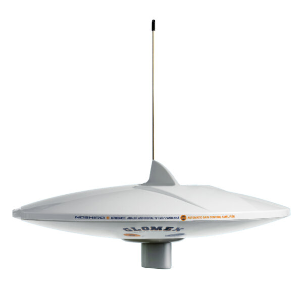 GLOMEX ADHARA AGC TV/FM/DAB Antenne, Edelstahl, 370x495mm, weiß, für DVB-T2