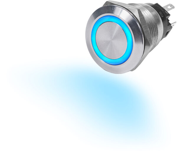 BLUE SEA Drucktastenschalter mit LED-Ring, 10A, aus-an, blau