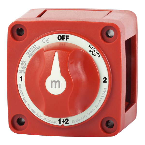 BLUE SEA Batteriewahlschalter m-Serie, 4 Posi., 300A, rot