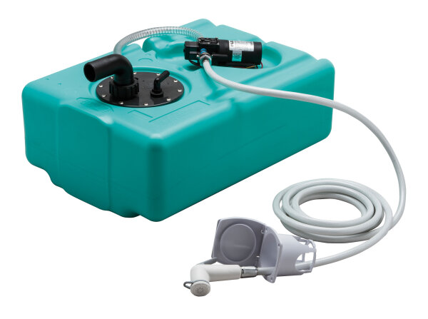 Heckdusche Komplettsystem mit Pumpe 12V, Tank 39L, Schlauch 5m, Duschkopf