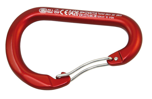 KONG Karabiner Paddle mit Draht-Verschluss Alu 12x114mm rot