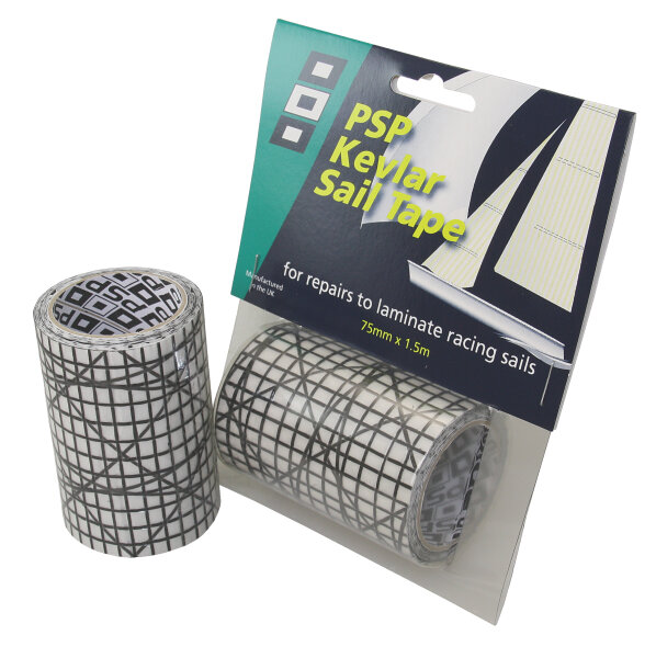 PSP Kevlar Sail Tape Mylar 75mm 1,5m klar/schwarz