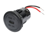 PRO CAR USB-C Einbau-Steckdose PD/QC, rund 12/24V 60W 3A...